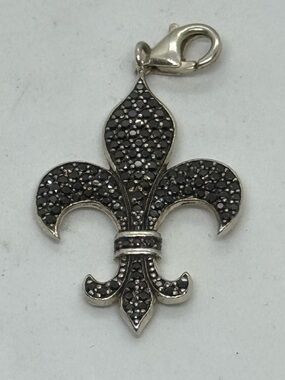 Thomas Sabo 925 Sterling Silver Black Cubic Zirconia Pavé Fleur De Lis Charm